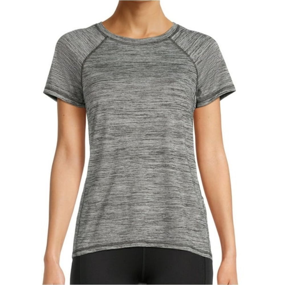 Athletic Works Women's Gray Moisture Wicking Active Short Sleeve Crewneck Tee